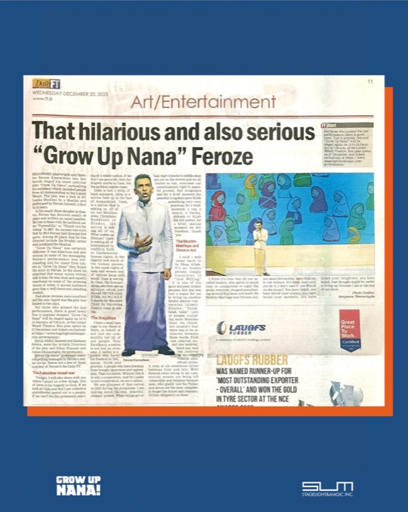 Daily FT arts page carrying the review