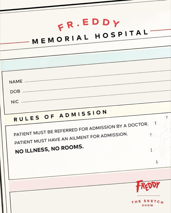 Hospital admission form headed Fr.Eddy Memorial Hospital
