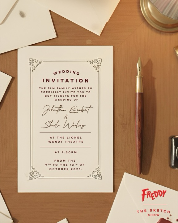 Wedding invitation card on a desk